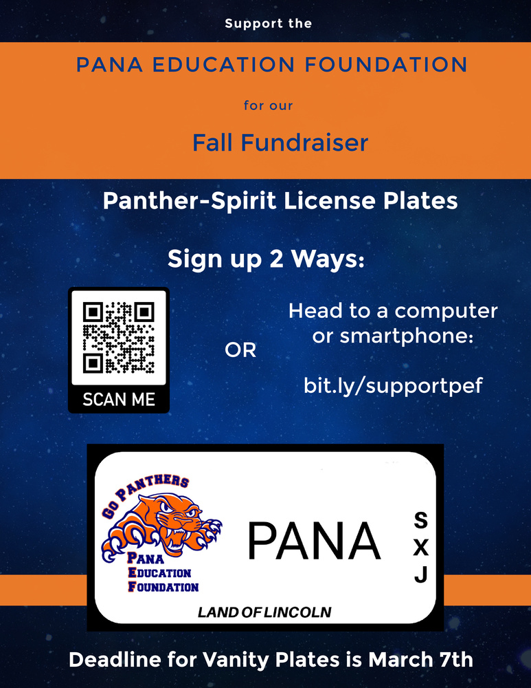 Pana Education Foundation License Plate Fundraiser