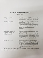 New Information for Kindergarten!