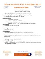 Tuesday, May 5th, 2020 - LAST District Packet Pick up Times Information