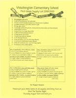 First Grade Supply List 2019-2020