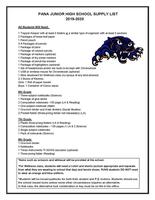 Pana Jr High Supply List 2019-2020