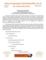 Special Meeting Notice for Board Meeting Monday May 18, 2020