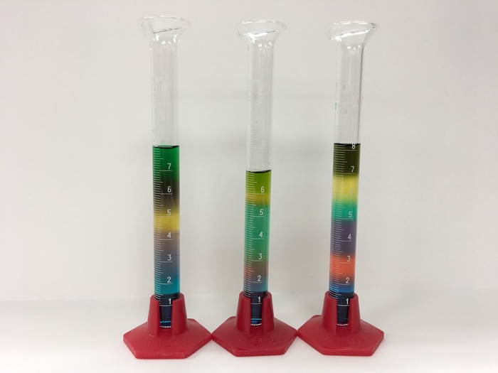 Samples of sugar columns with different concentrations of sugar